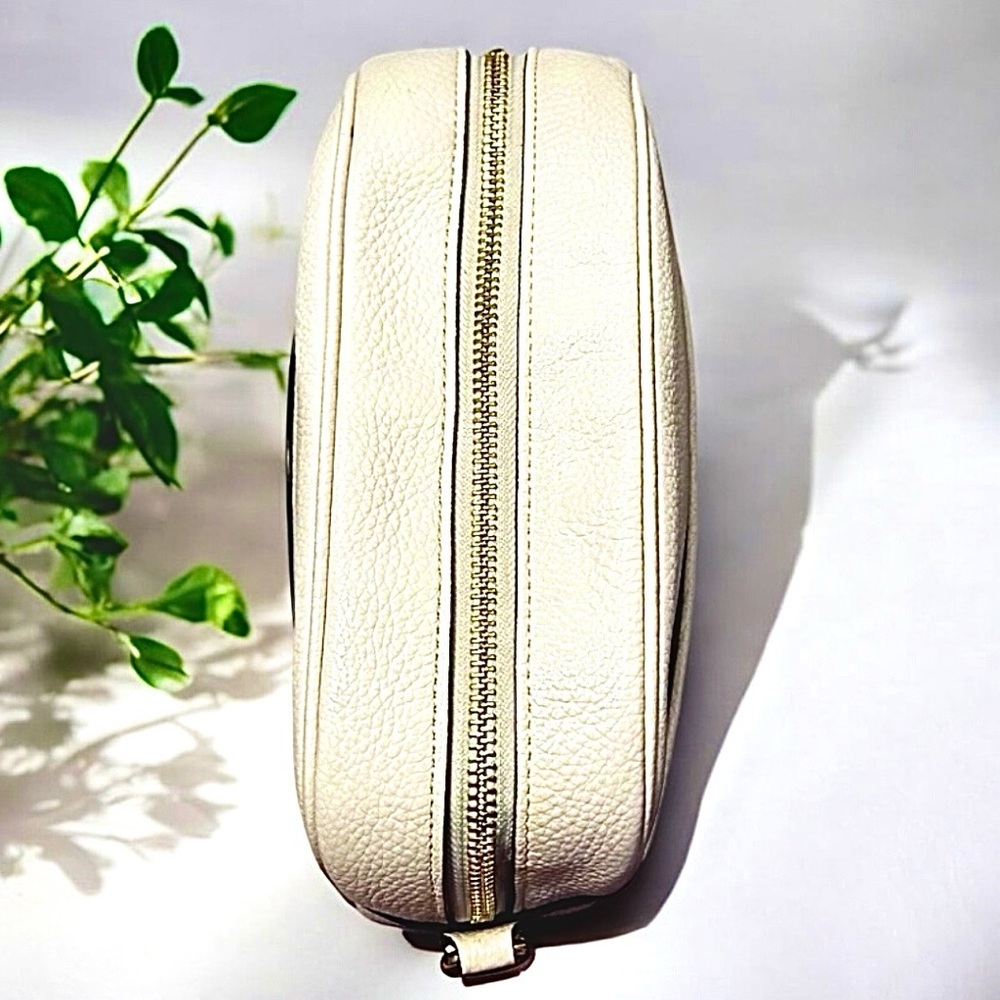 Coach Cream Crossbody Bag with Black and Burgundy Stripe Strap - Picture 13 of 16